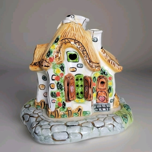 POPULAR, 2001 Other - Vintage Popular Sweet Dreams Candle Holder. Ceramic Cottage Tea Cat Cottagecore